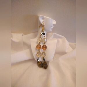 Bohemian Long Golden Pink Earrings